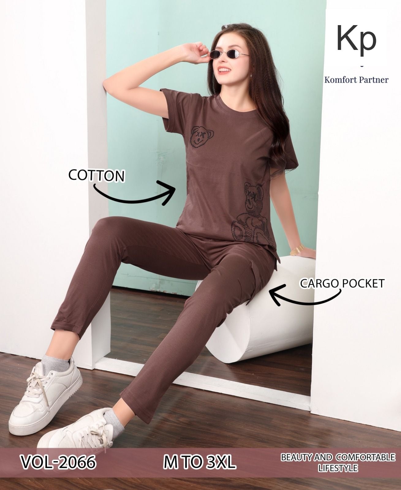 Vol 2066 Cargo Kp Cotton Biowashed Pyjama Night Suits Exporter Gujarat