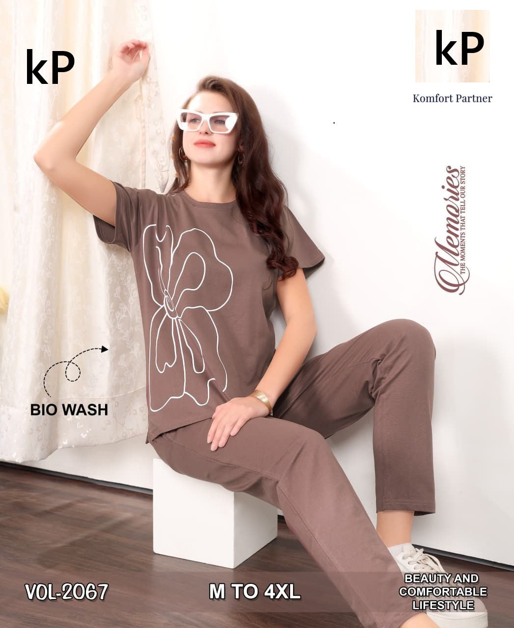 Vol 2067 Kp Cotton Biowashed Pyjama Night Suits Wholesale