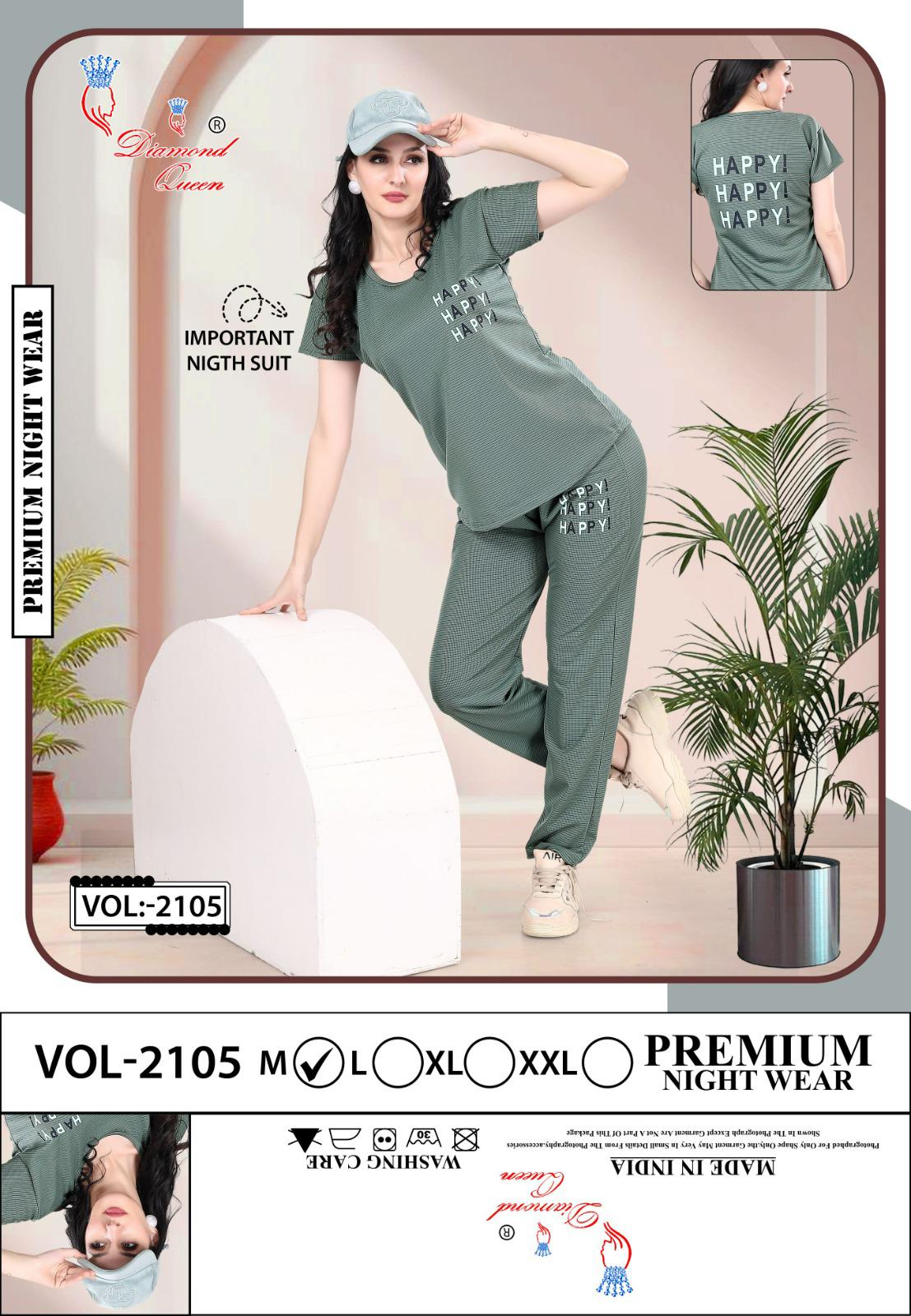 Vol 2105 Diamond Queen Imported Pyjama Night Suits Wholesale Rate