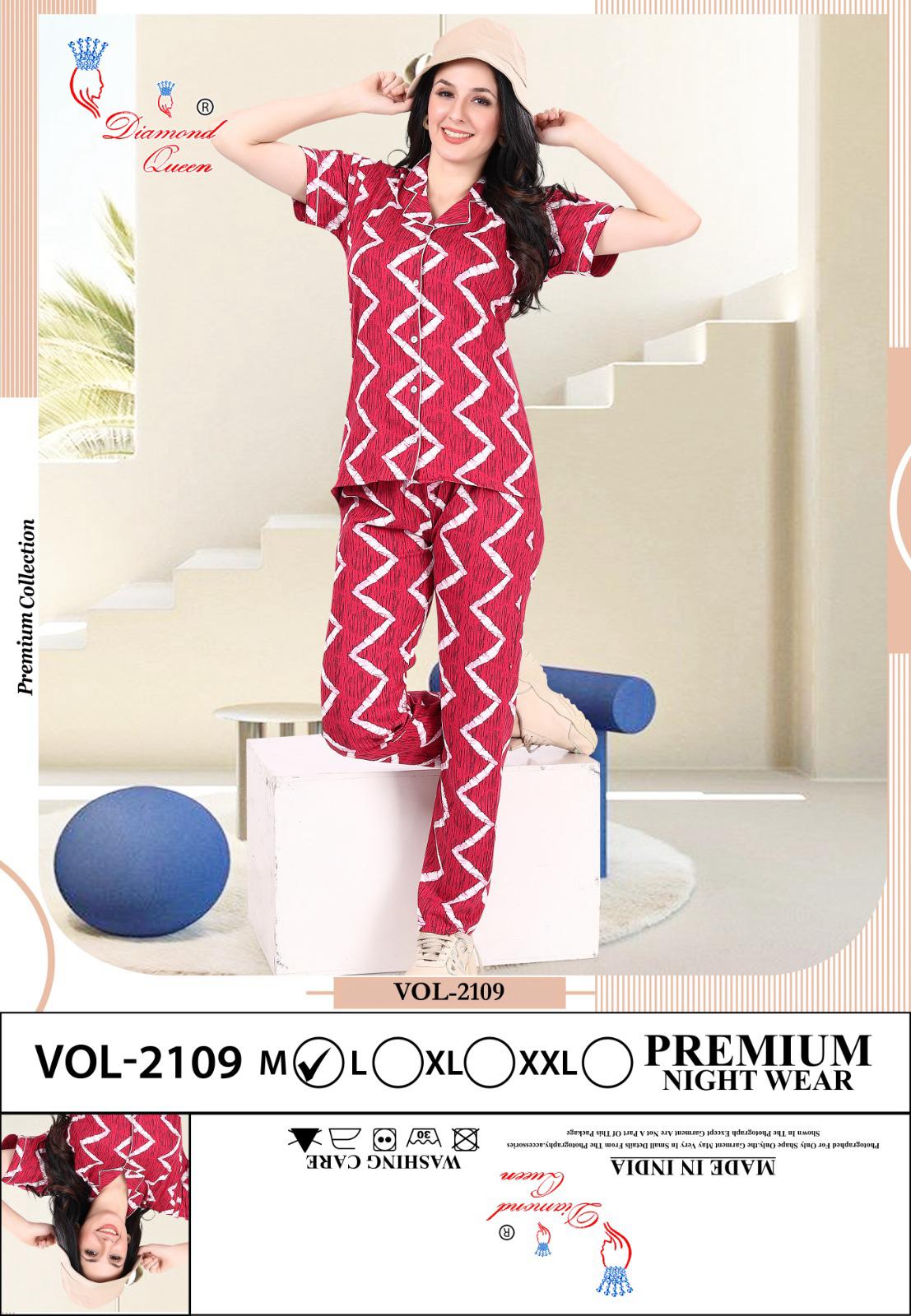 Vol 2109 Diamond Queen Sinker Collar Night Suits Wholesaler Ahmedabad