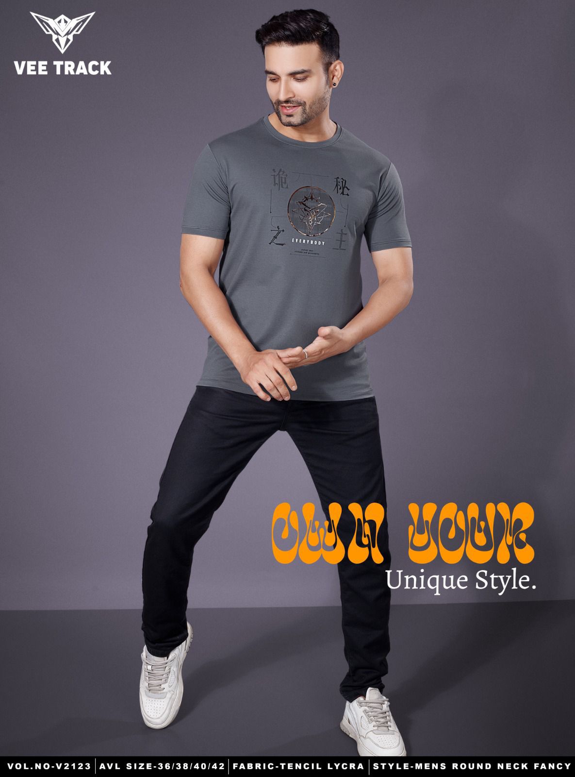 Vol 2123 Vee Track Tencil Lycra Mens Tshirts Wholesaler India