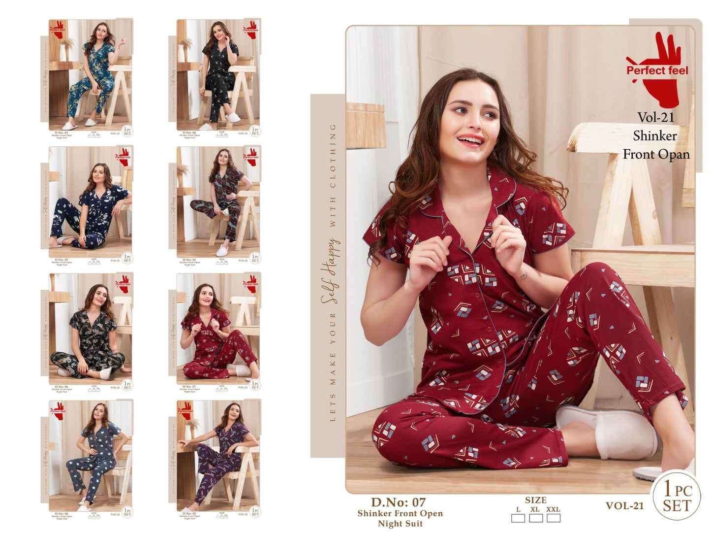 Vol 21 Perfect Feel Sinker Collar Night Suits Manufacturer India