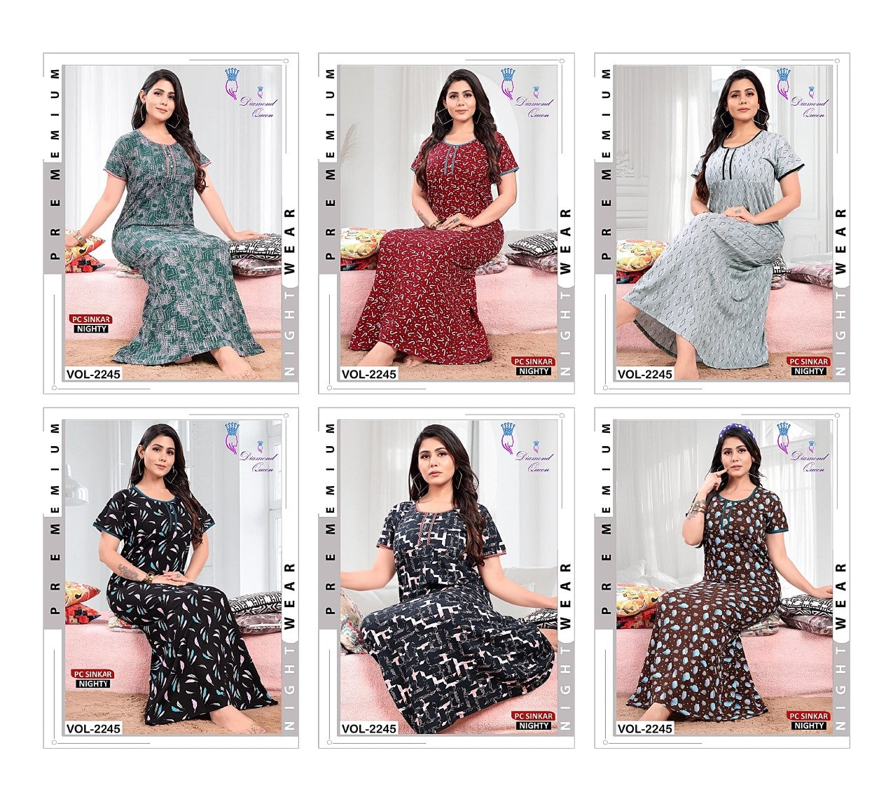 Vol 2245 Diamond Queen Sinker Night Gowns Exporter Gujarat
