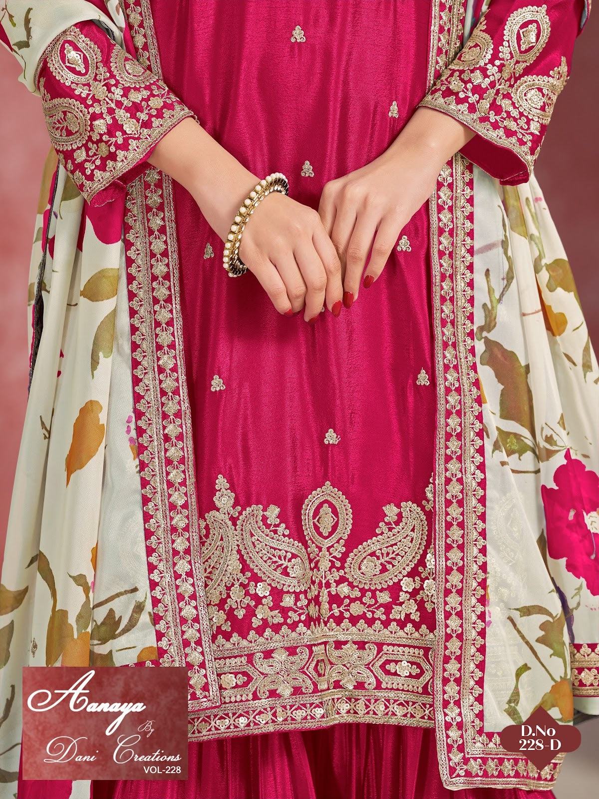 Vol 228 Dani Creations Aanaya Chinon Silk Readymade Sharara Suits Wholesale