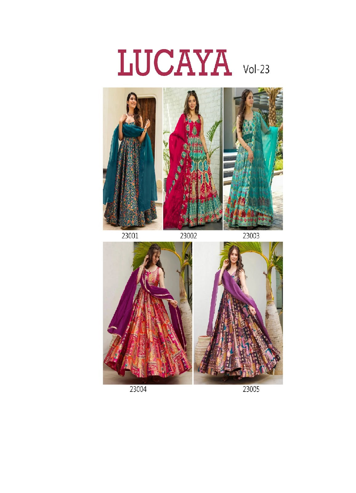 Vol 23 23001-23005 Lucaya Silk Gown Dupatta Set Supplier India