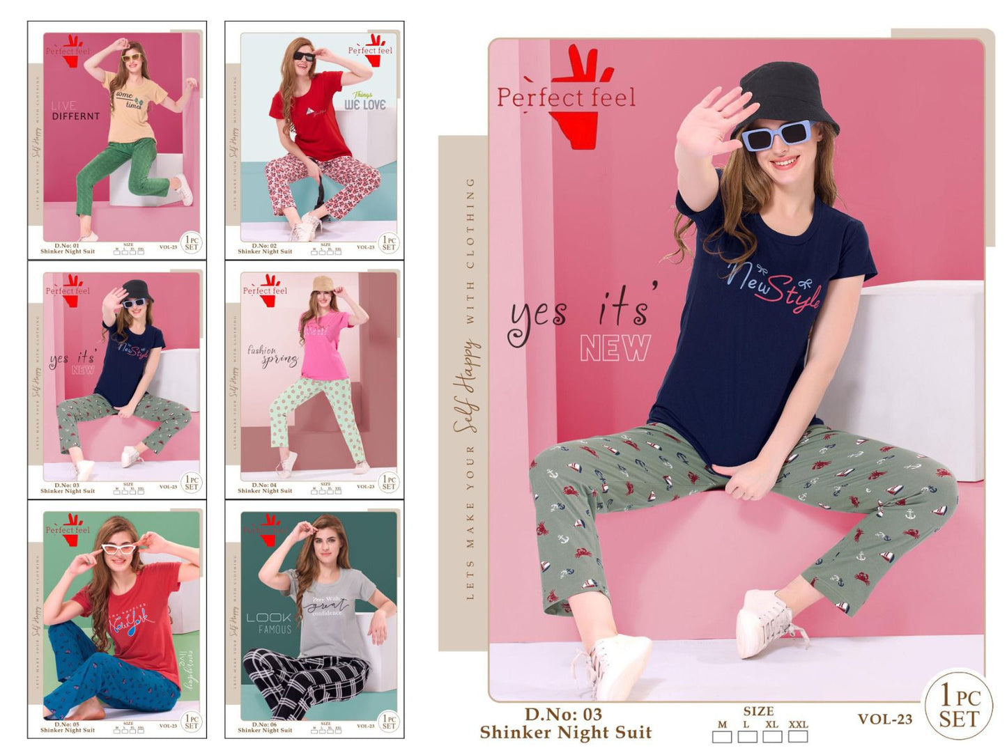 Vol 23 Perfect Feel Sinker Pyjama Night Suits Wholesale Rate