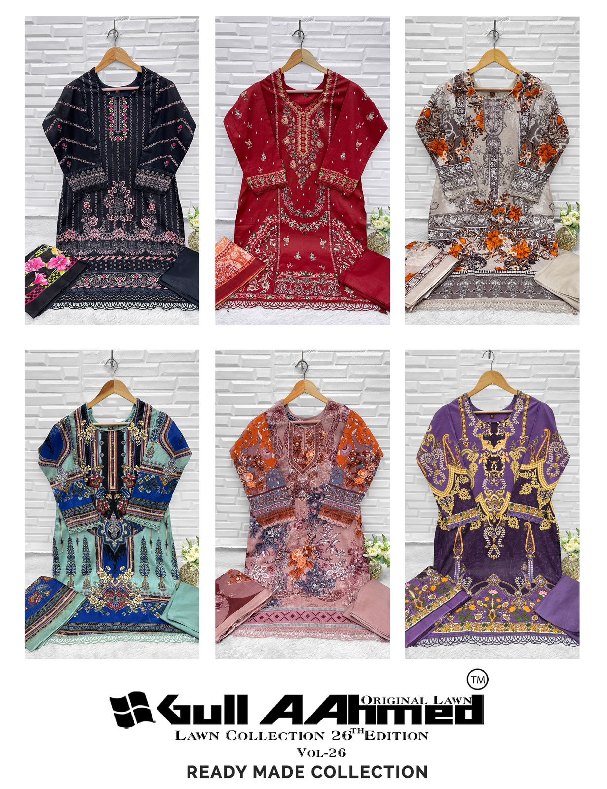 Vol 26 Lawn Collection Gul Ahmed Karachi Readymade Suits Exporter Ahmedabad
