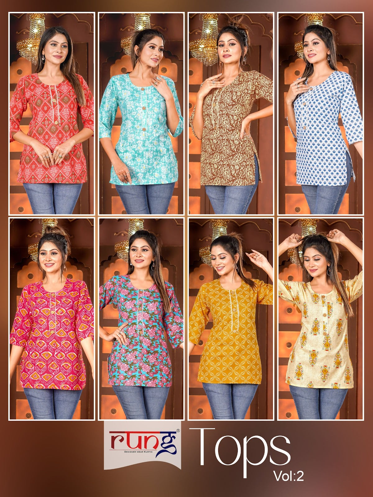 Vol 2 Rung Pure Cotton Short Kurtis Supplier