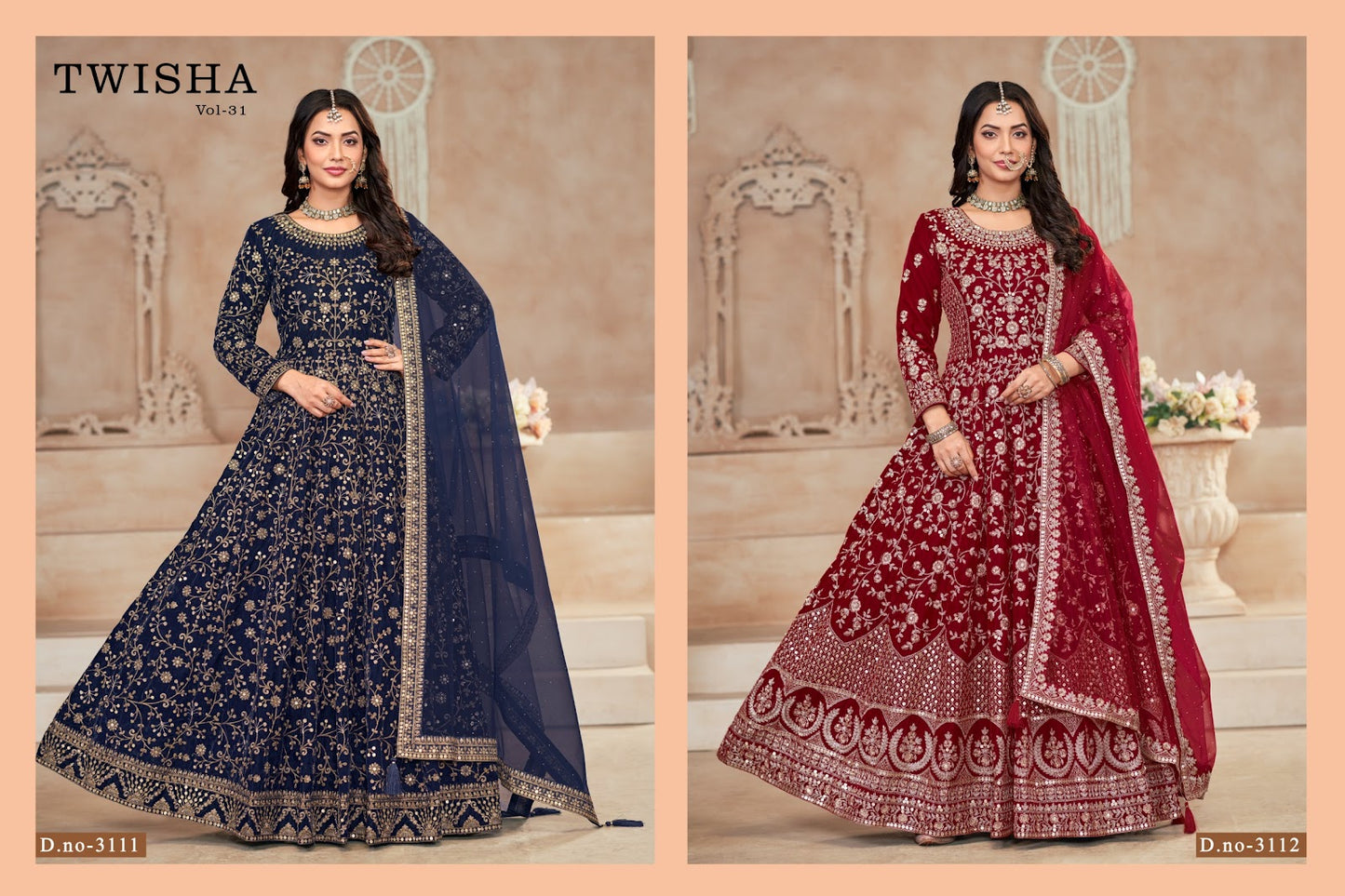 Vol 31 Twisha Velvet Gown Dupatta Set Supplier India