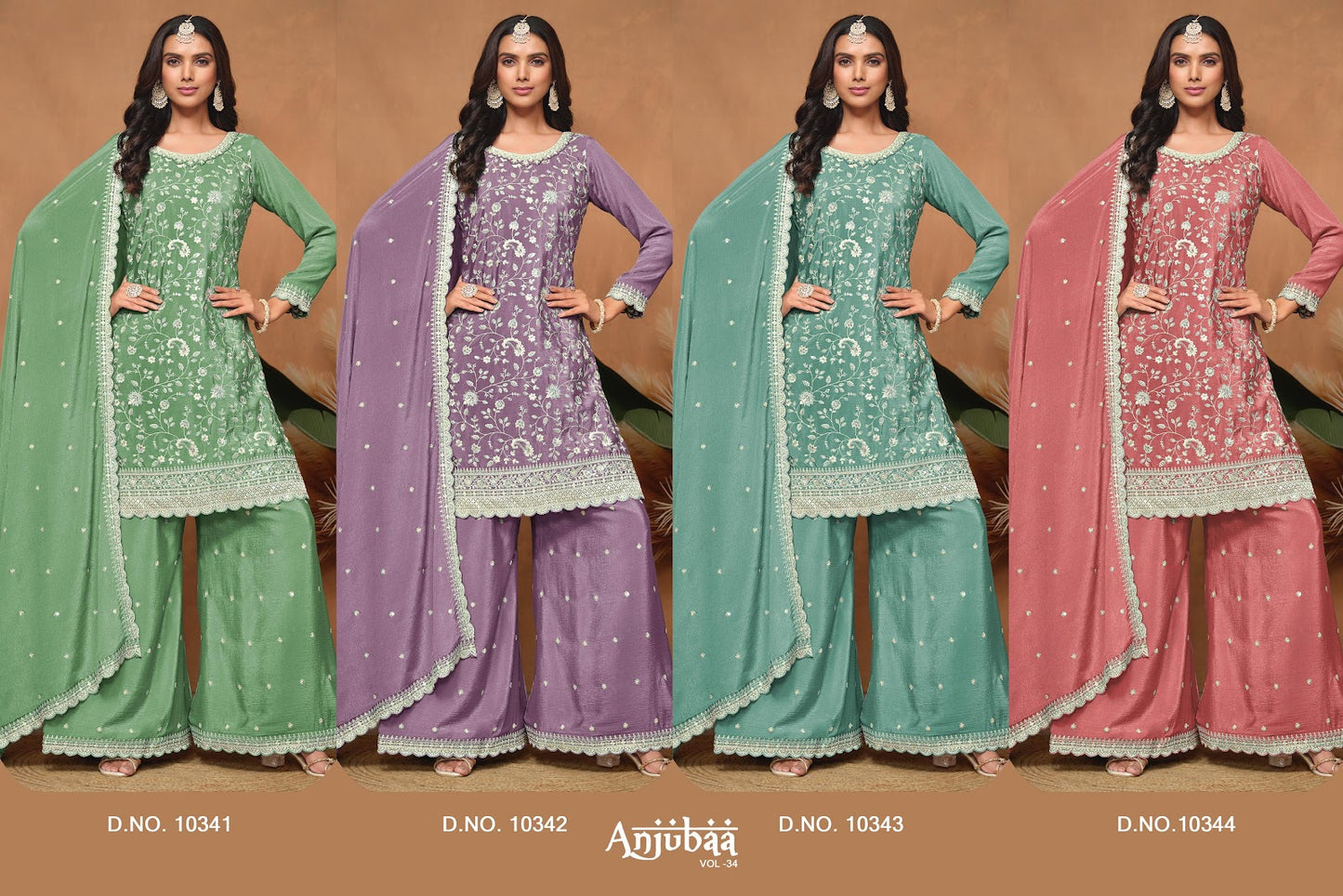 Vol 34 Anjubaa Chinnon Plazzo Style Suits Supplier Ahmedabad