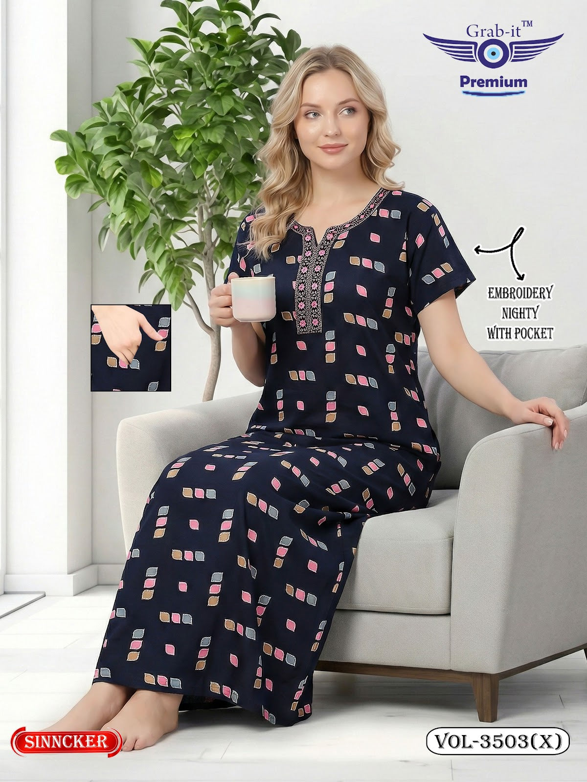 Vol 3503 X Grab It Sinker Night Gowns Wholesaler Gujarat