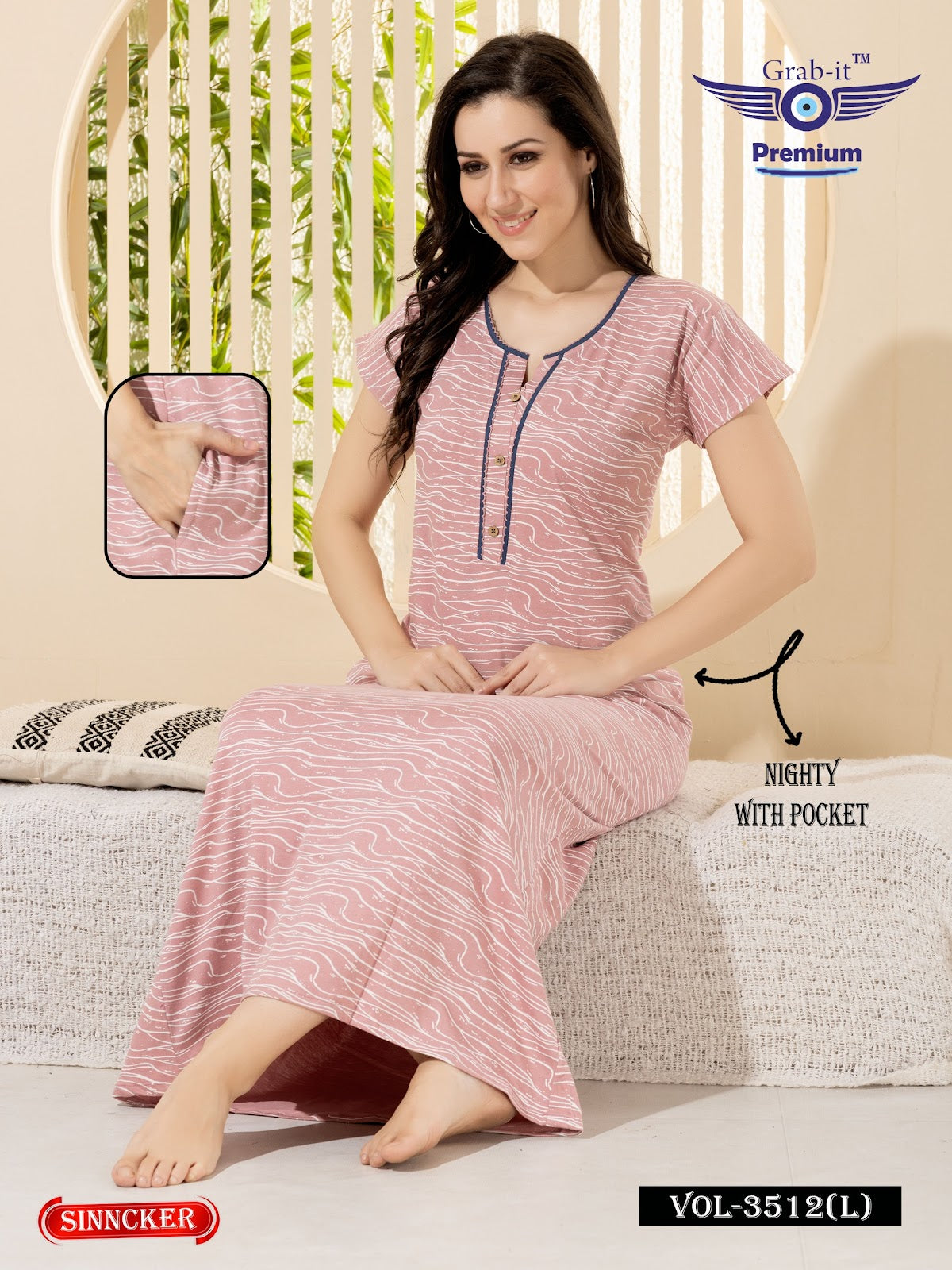 Vol 3512 L Grab It Sinker Night Gowns Wholesale Price