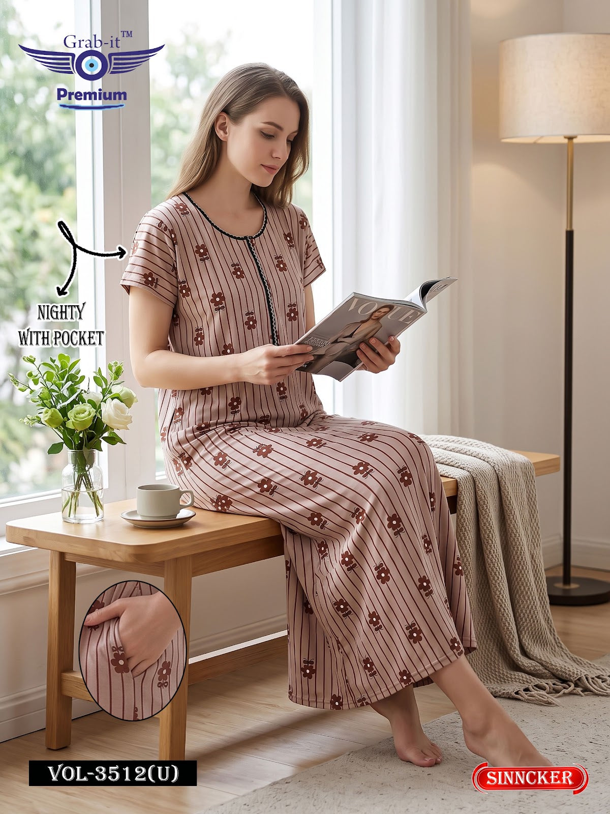 Vol 3512 U Grab It Sincker Night Gowns Supplier Ahmedabad