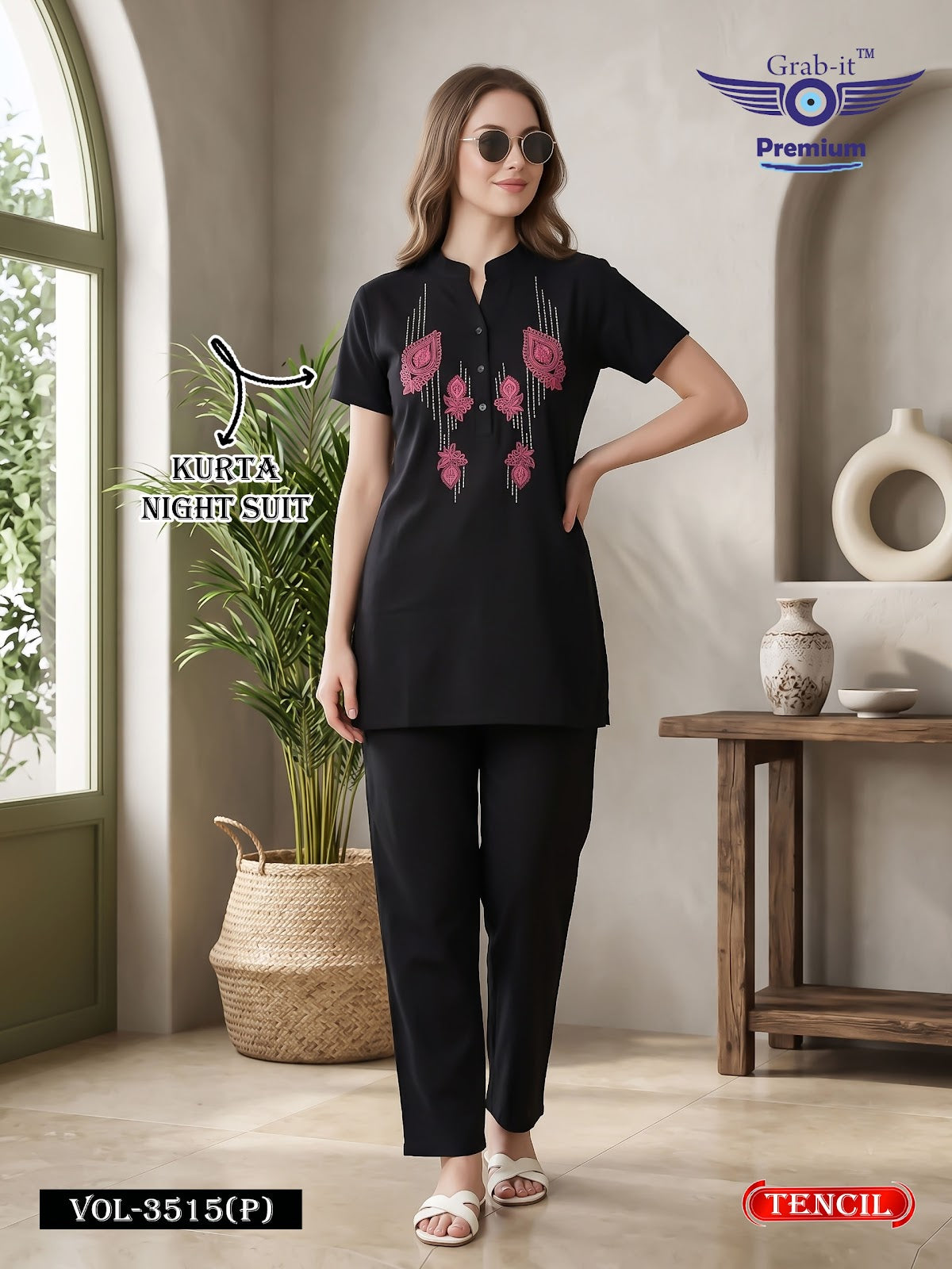 Vol 3515 P Grab It Tencil Kurta Night Suits Manufacturer