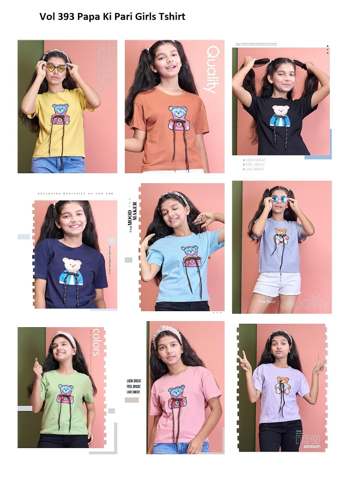 Vol 393 Papa Ki Pari Girls Tshirt Wholesale Price
