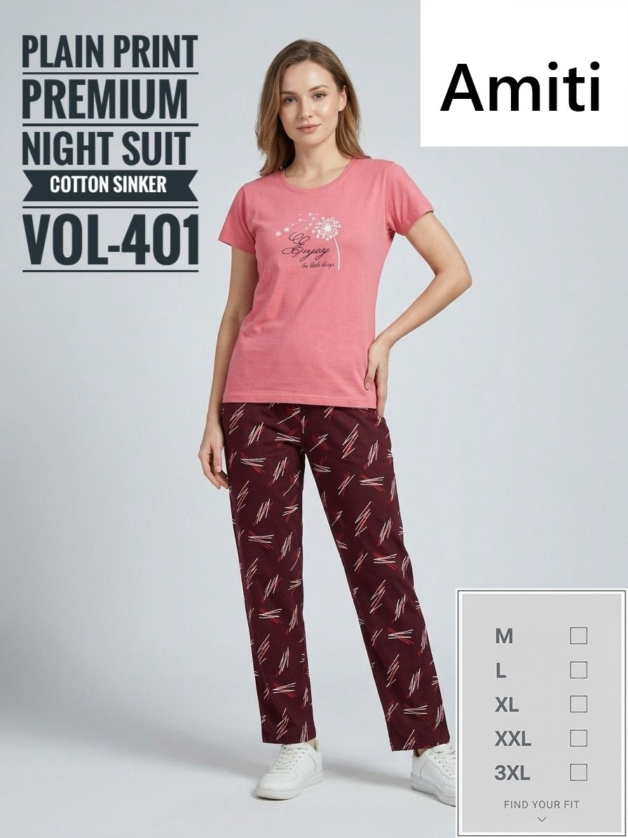 Vol 401 Amiti Cotton Pyjama Night Suits Supplier Ahmedabad