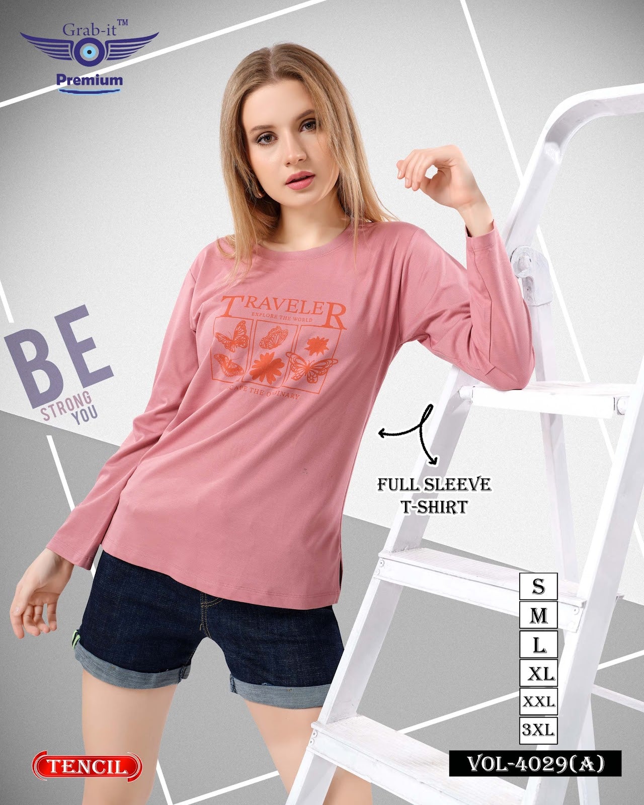 Vol 4029 A Full Sleeves Grab It Tencil Women Tshirt Wholesaler