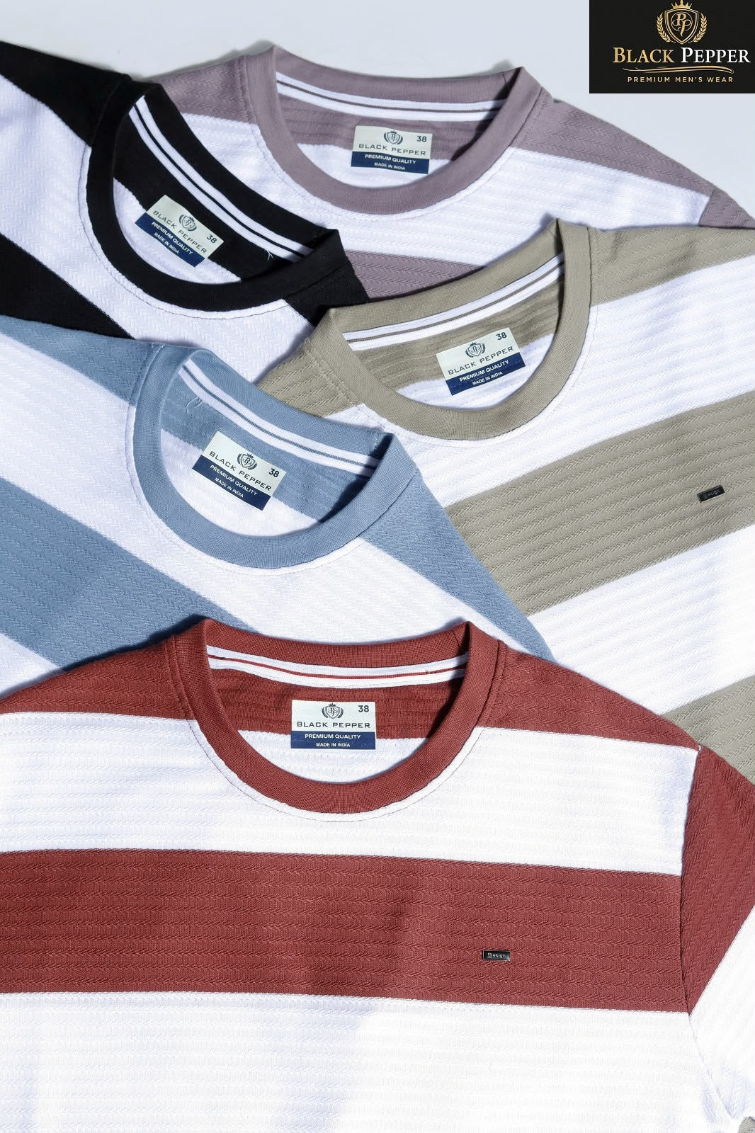 Vol 426 To 433 Black Pepper Auto Stripes Mens Tshirts Wholesaler