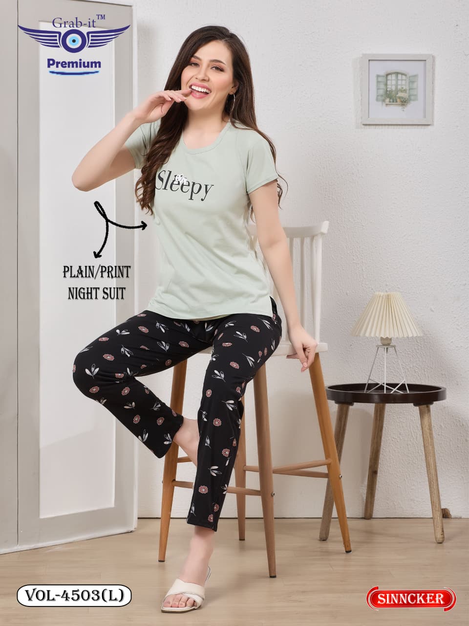 Vol 4503 L Grab It Sinker Pyjama Night Suits Supplier
