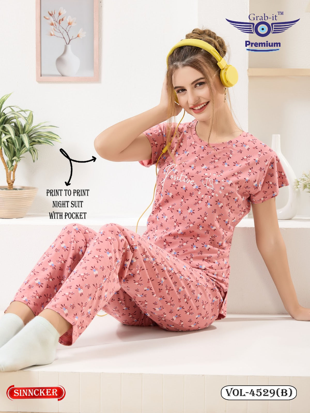 Vol 4529 B Grab It Sinker Pyjama Night Suits Wholesale Price