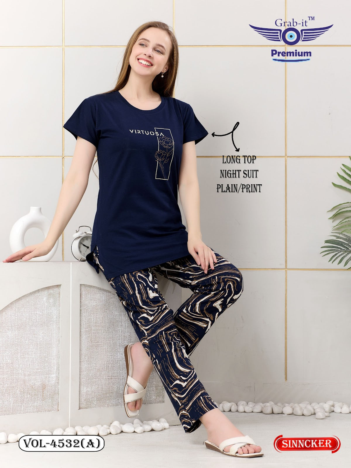 Vol 4532 A Grab It Sinker Kurta Night Suits Wholesaler Ahmedabad