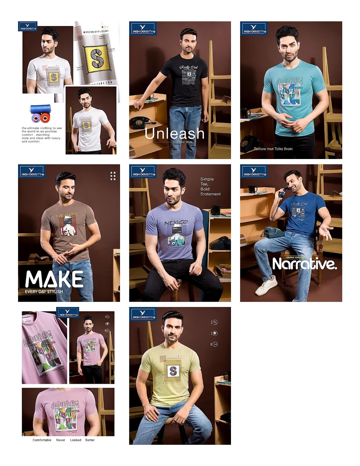 Vol 4572-4579 High Density Tencil Lycra Mens Tshirts Wholesaler