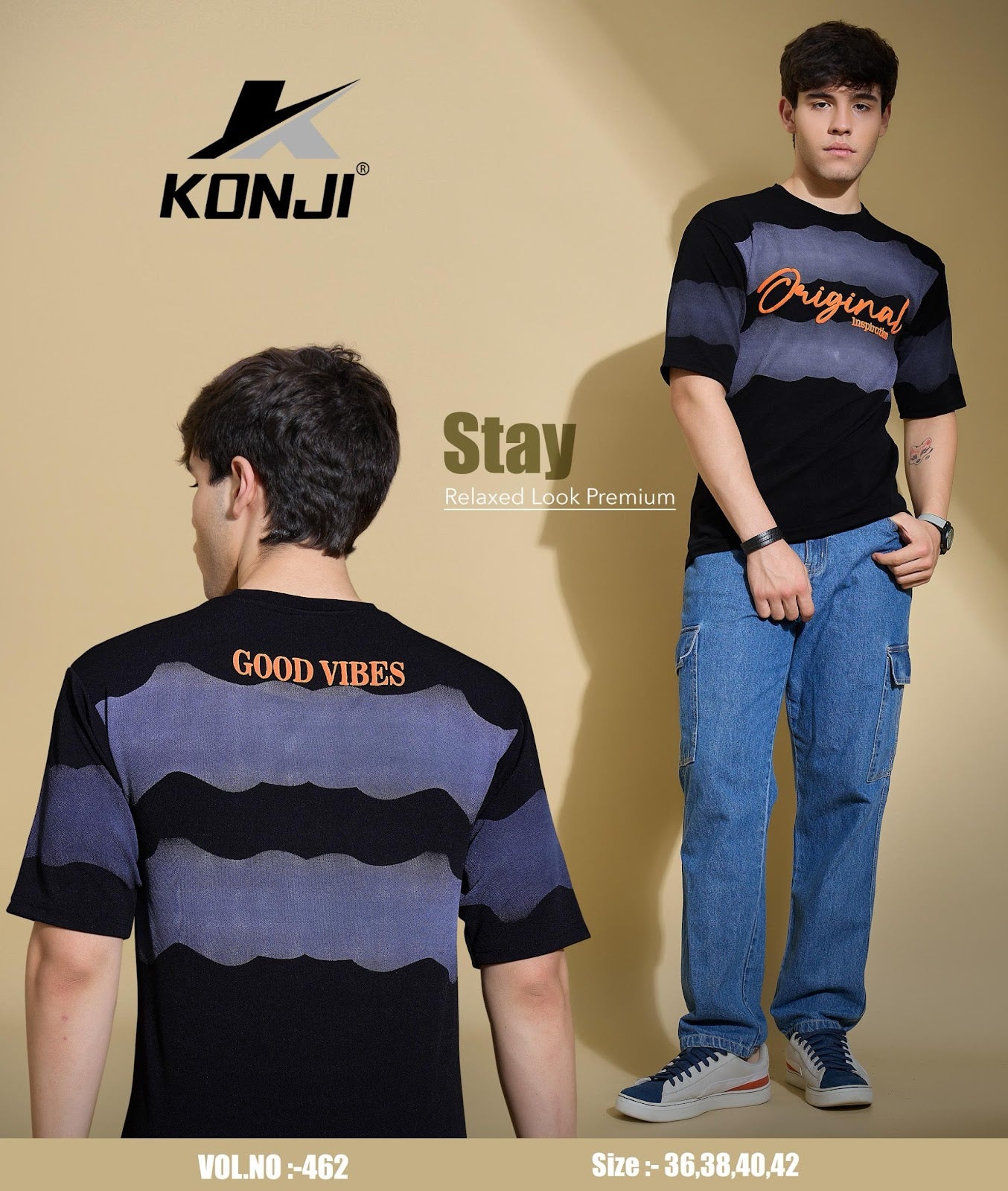 Vol 462 Konji Crepe Mens Tshirts Wholesale Price