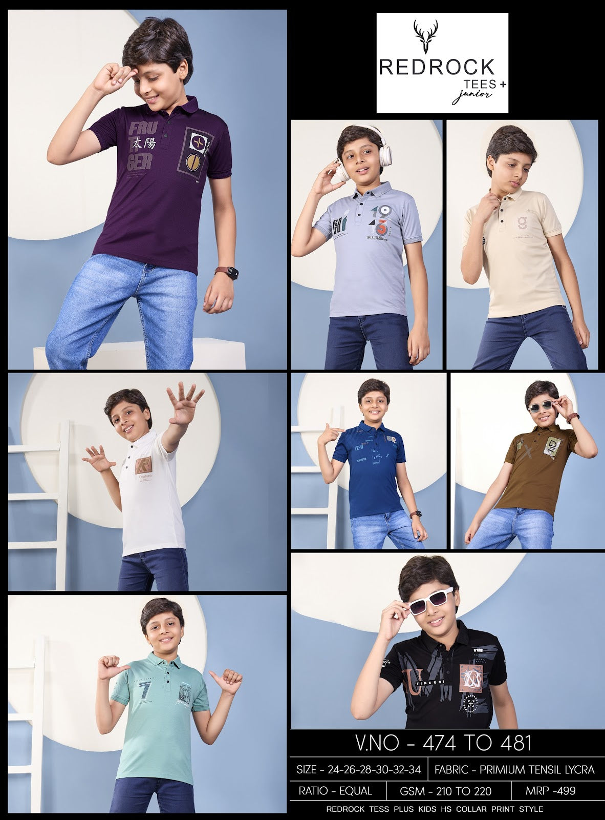Vol 474 To 481 Redrock Tencil Lycra Boys Tshirt Wholesaler India