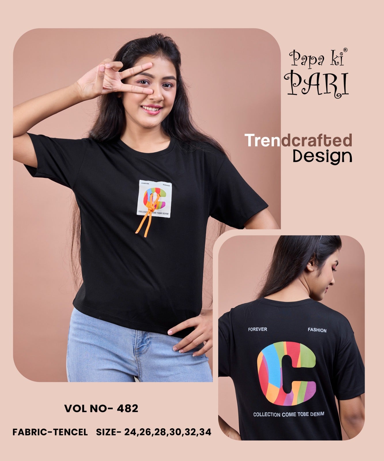 Vol 482 Papa Ki Pari Tencil Girls Top Manufacturer India