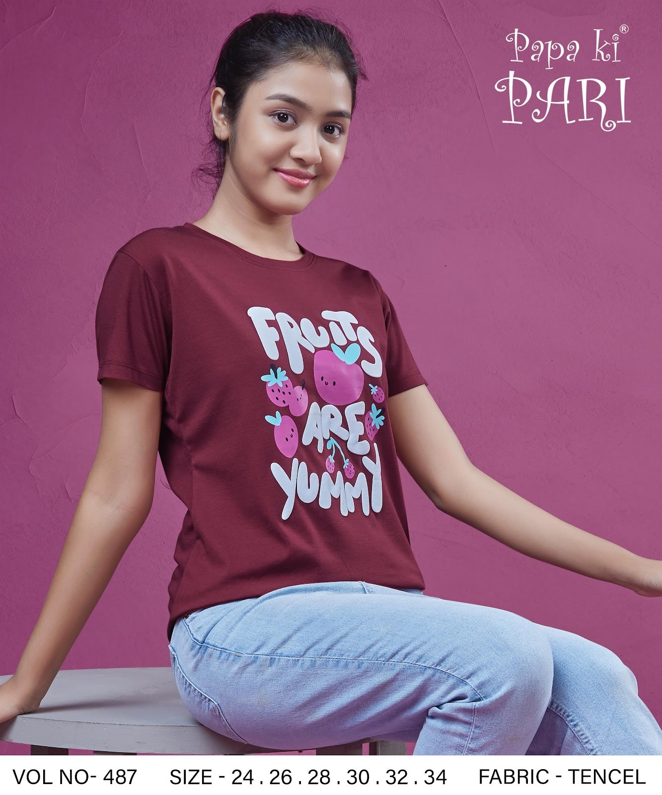 Vol 487 Papa Ki Pari Lycra Tencil Girls Tshirt Manufacturer Ahmedabad
