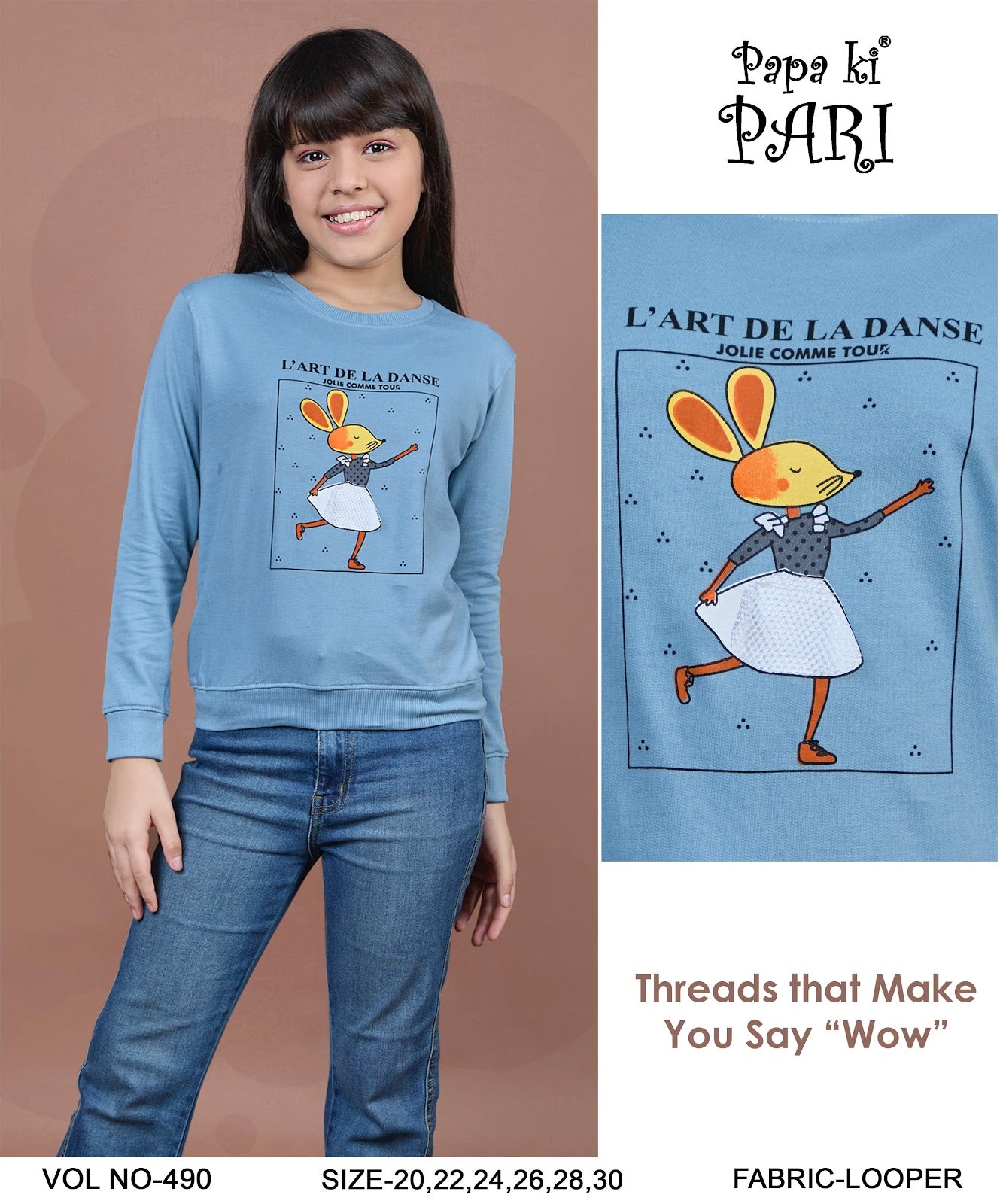 Vol 490 Papa Ki Pari Cotton Looper Girls Tshirt Wholesaler Gujarat