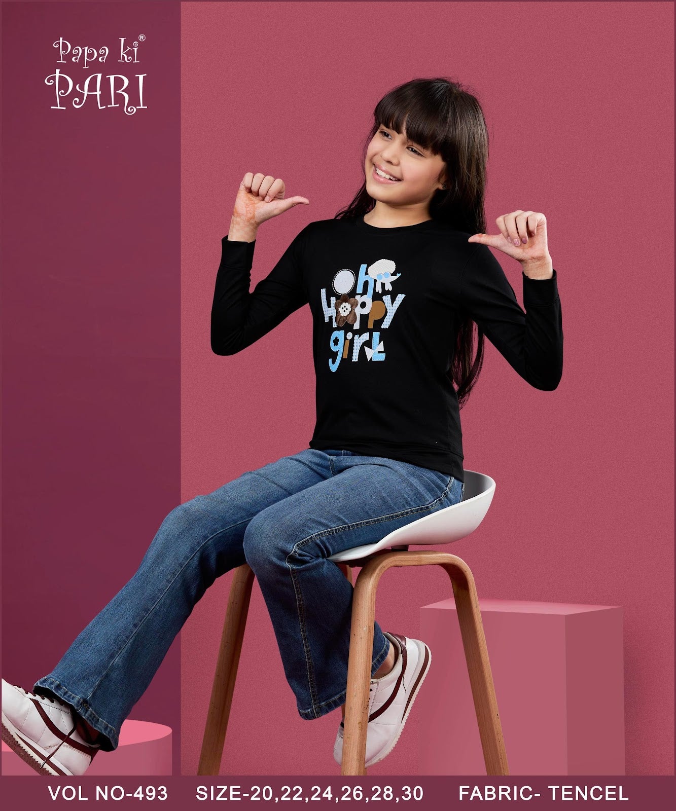 Vol 493 Papa Ki Pari Tencel Lycra Girls Tshirt Wholesale