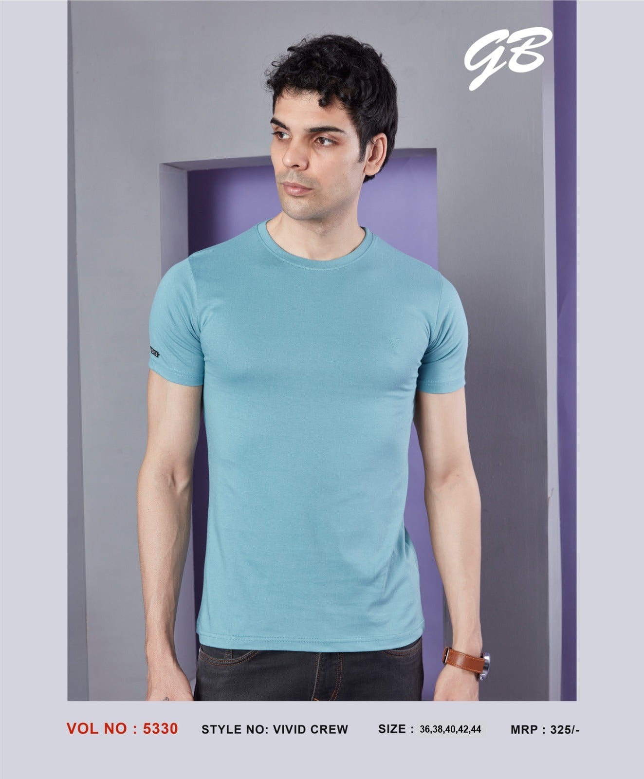 Vol 5330 Vivid Crew Gb Cotton Biowashed Mens Tshirts Wholesaler India