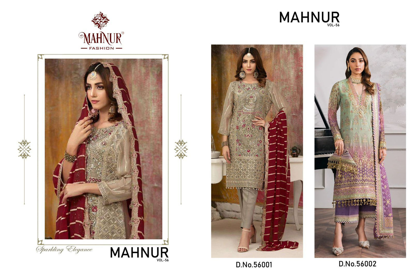Vol 56 56001-56002 Mahnur Georgette Pakistani Salwar Suits Wholesale Price