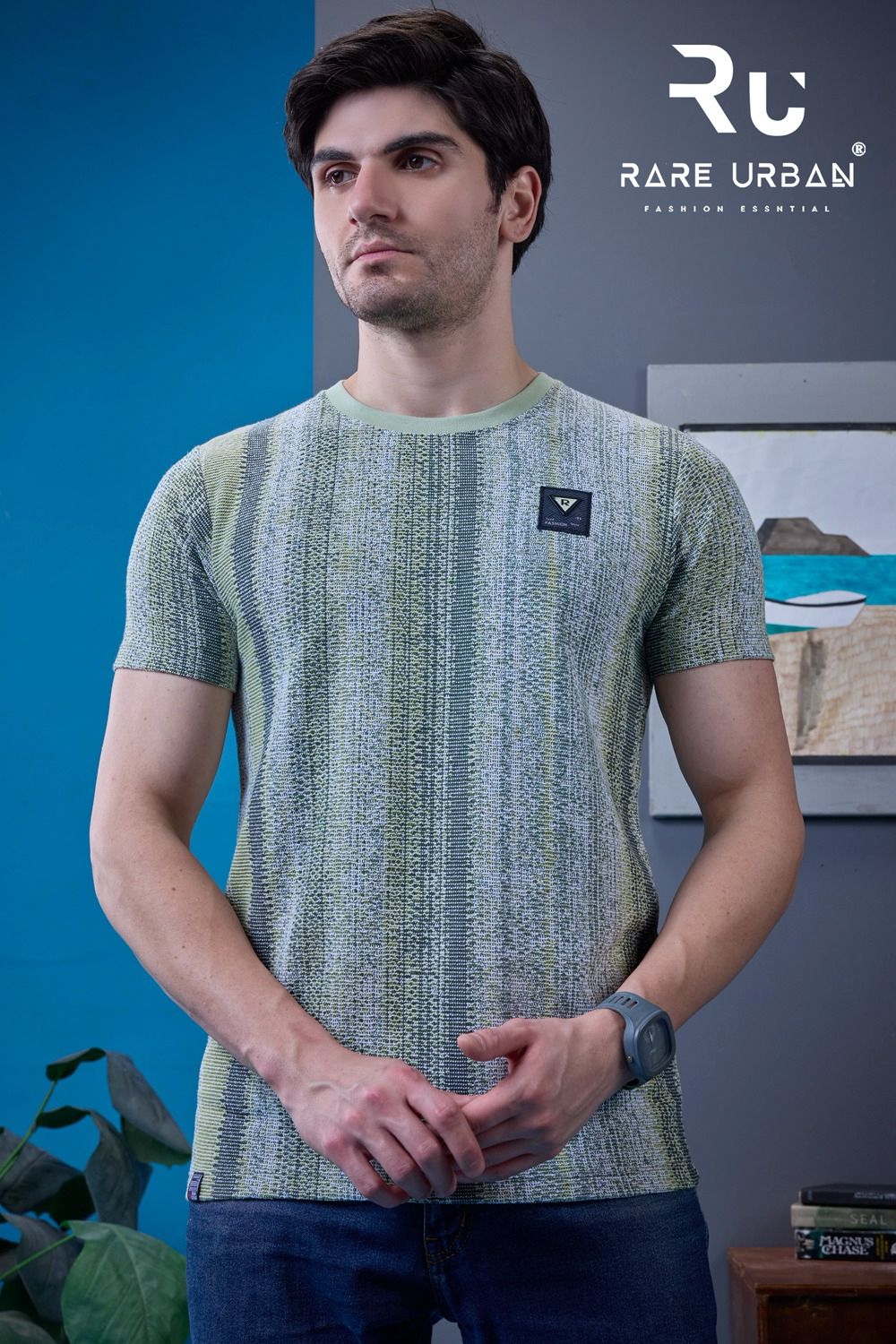 Vol 6090 Rare Urban Jacquard Knit Mens Tshirts Supplier