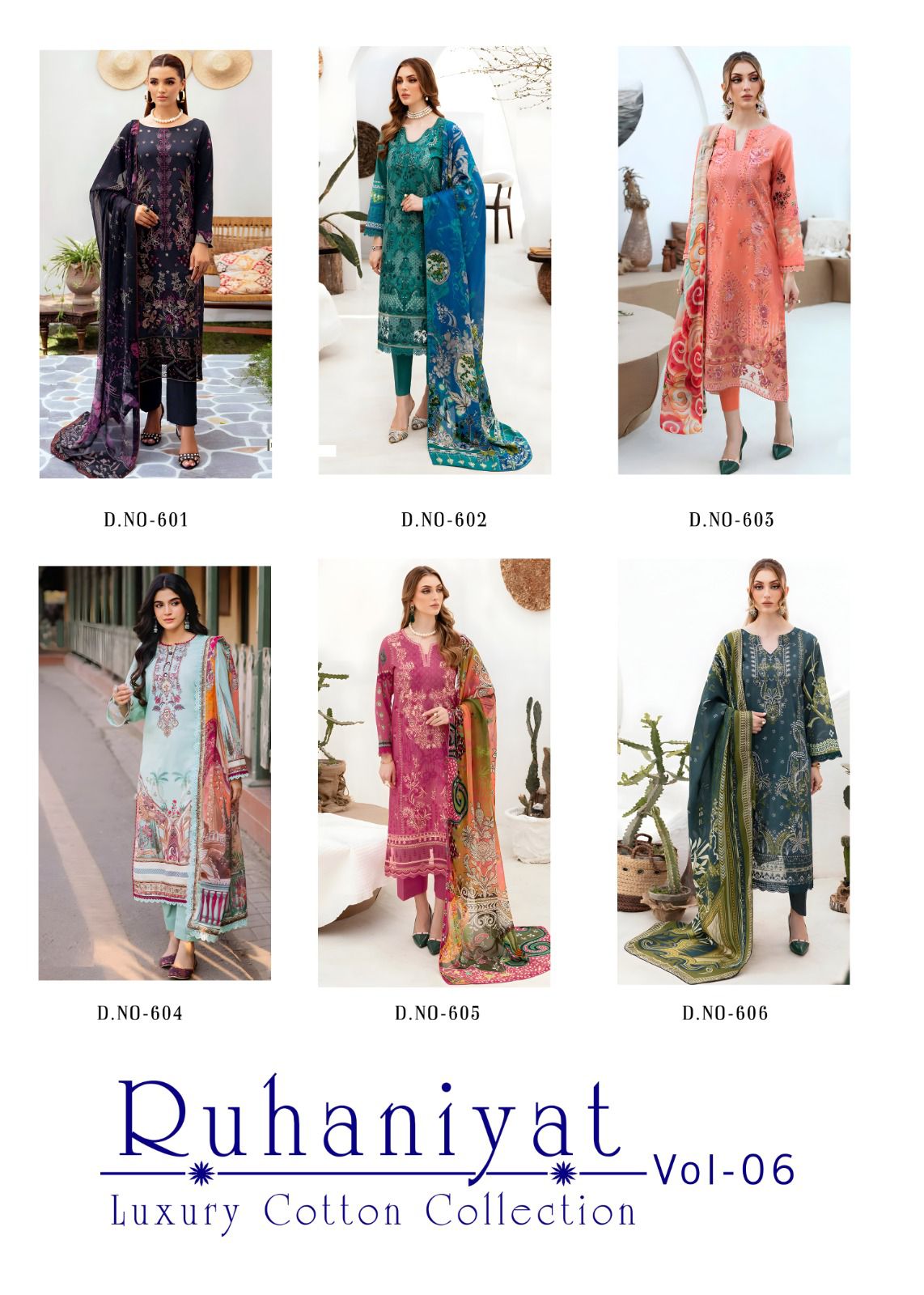 Vol 6 Ruhaniyat Cotton Karachi Salwar Suits Supplier India