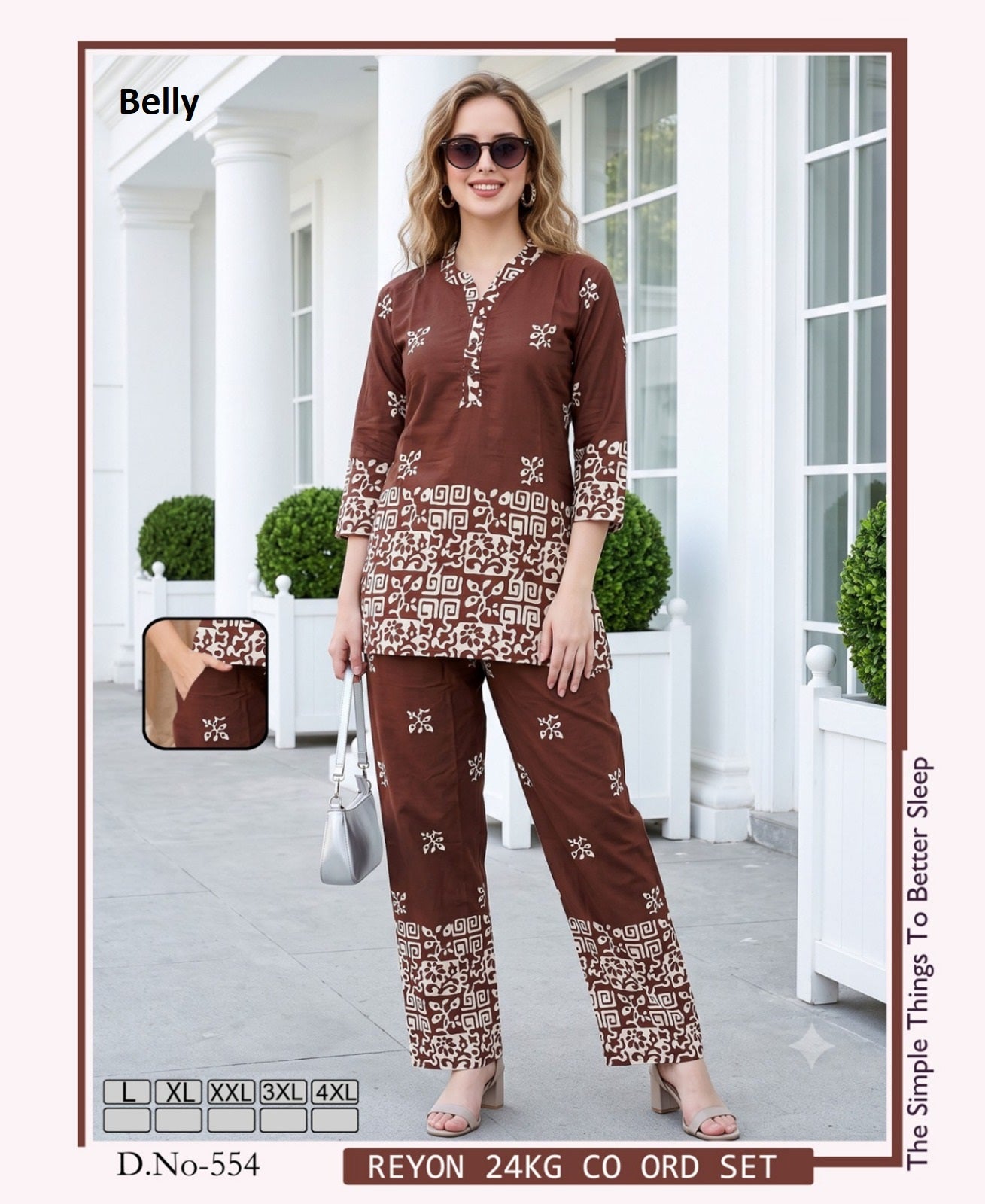 Vol 788 Border Print Belly Rayon 24Kg Co Ord Set Supplier India