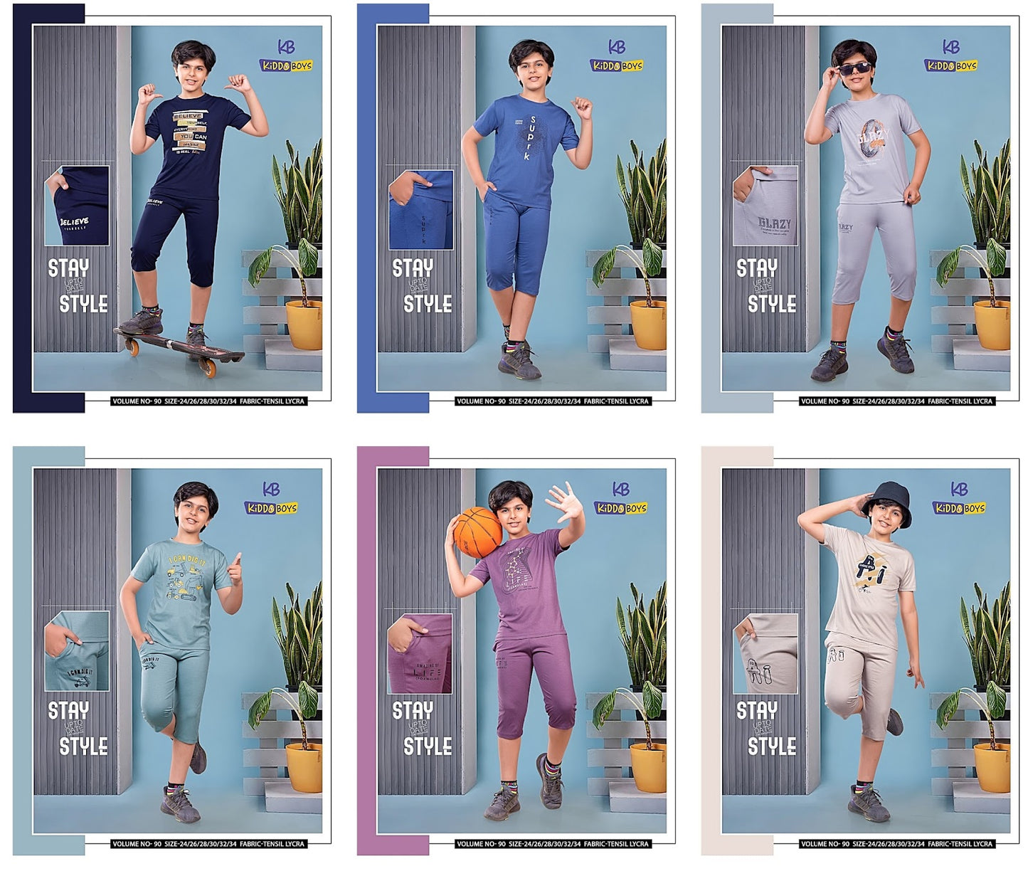 Vol 90 Kiddo Tencil Lycra Boys Capri Night Suit Wholesale Price