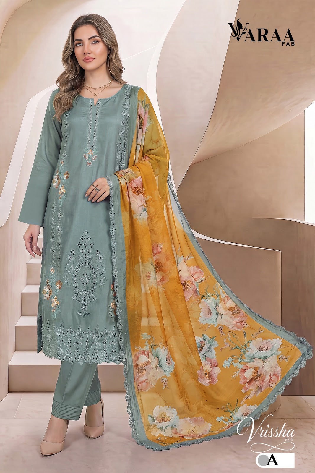 Vrissha Vol 1 Varaa Fab Bemberg Muslin Pant Style Suits Wholesaler