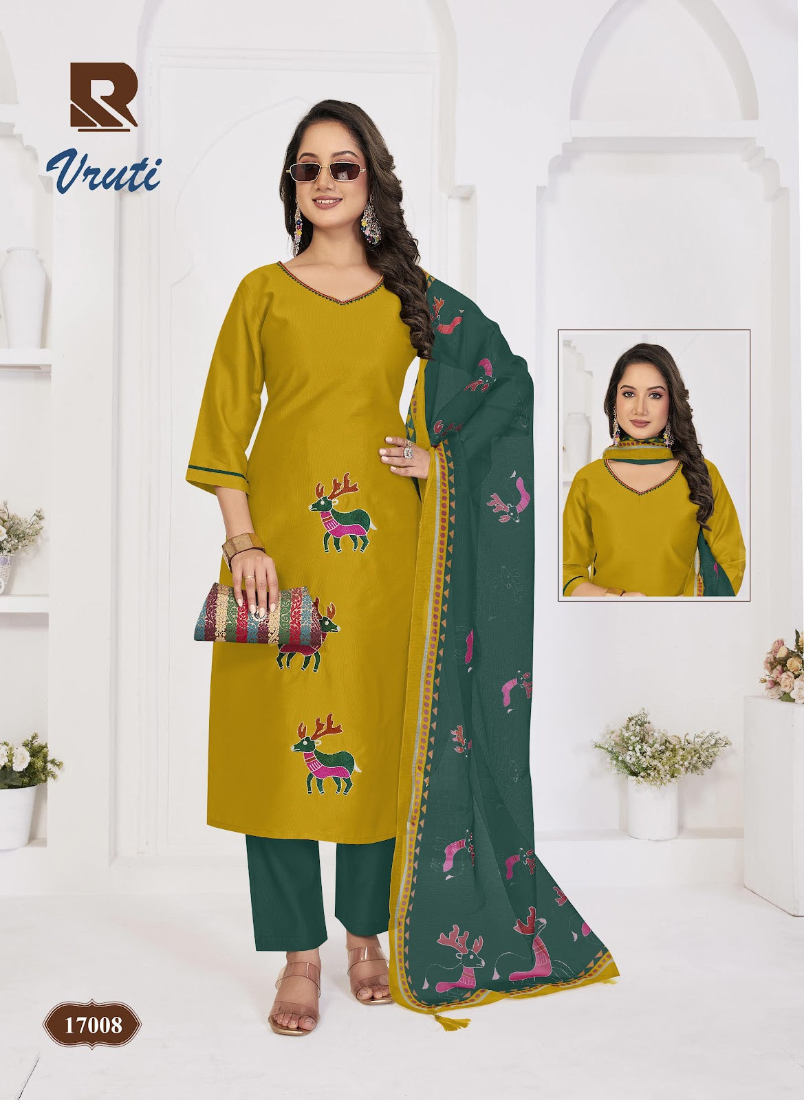 Vruti Raashi Gadwal Silk Readymade Pant Style Suits Supplier