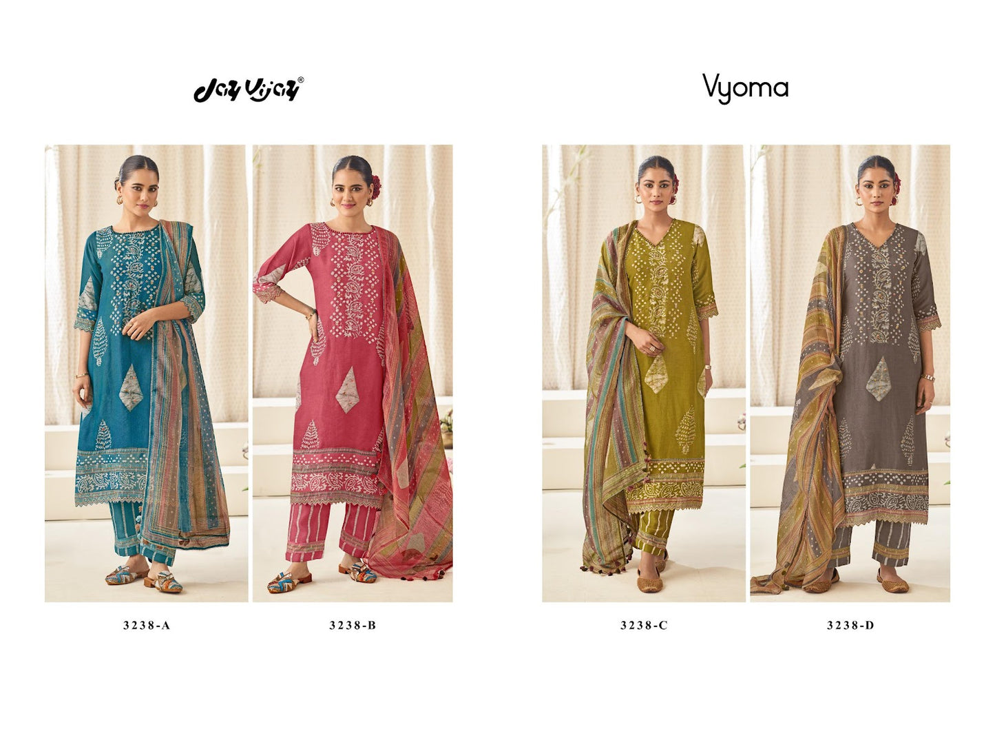 Vyoma 3238 Jay Vijay Tissue Pant Style Suits Exporter India