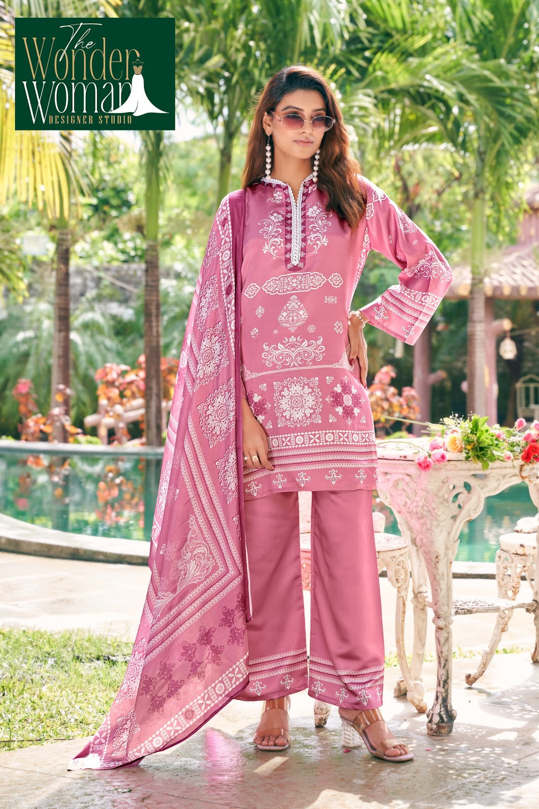 W-2169 The Wonder Woman Imported Satin Readymade Pant Style Suits Manufacturer Gujarat