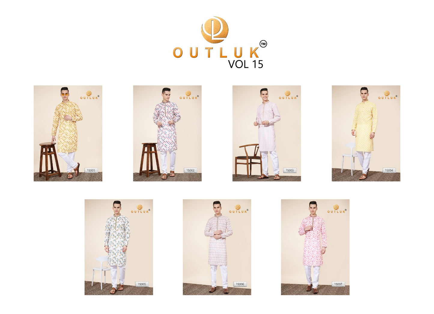 Wedding Collection Vol 15 Outluk Heavy Cotton Mens Kurta Pajama Wholesaler Ahmedabad