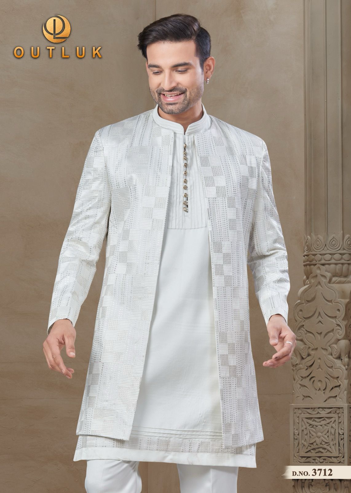 Wedding Collection Vol 37 With Jacket Outluk Malai Silk Mens Kurta Pajama Exporter Gujarat