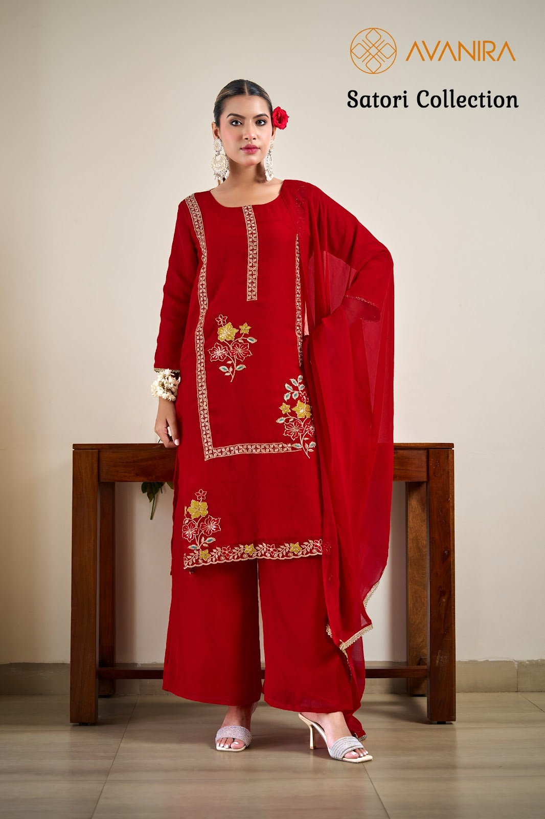 Satori Collection Avanira Moss Readymade Plazzo Style Suits Exporter India