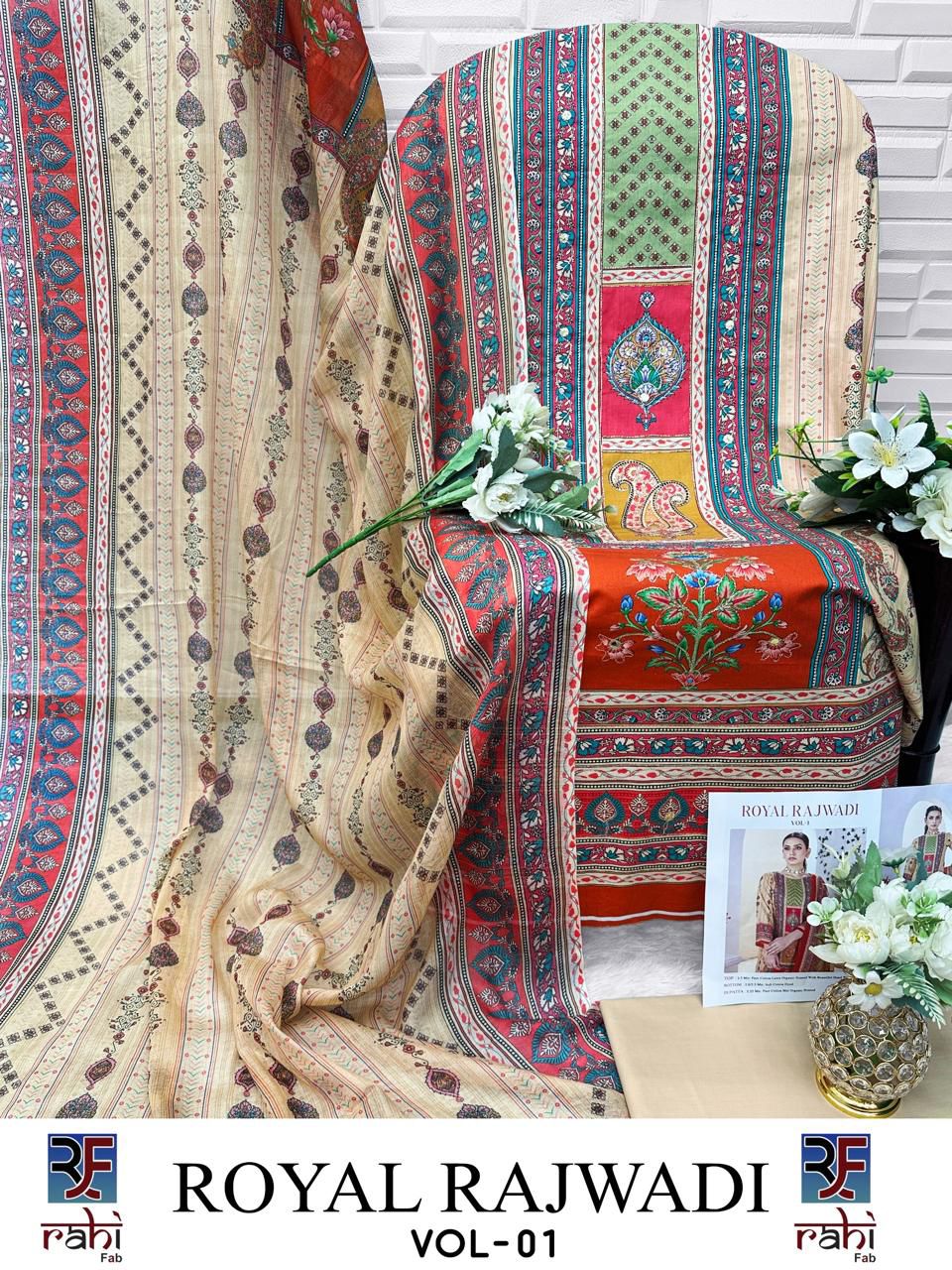 Royal Rajwadi Vol 1 Rahi Fab Cotton Lawn Open Picture Karachi Salwar Suits Exporter