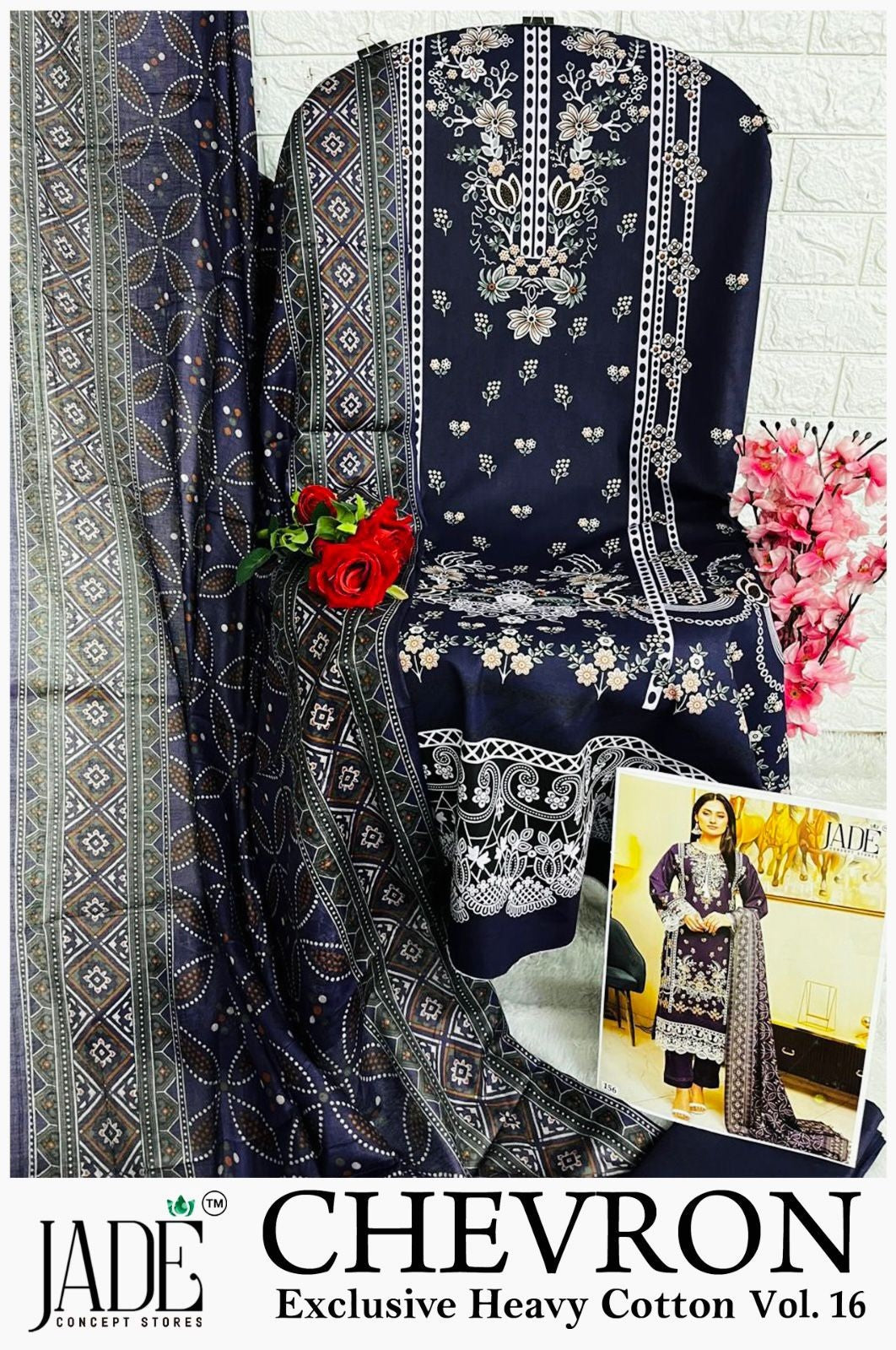 Chevron Vol 16 Exclusive Heavy Cotton Jade Open Photo Karachi Salwar Suits Manufacturer Gujarat