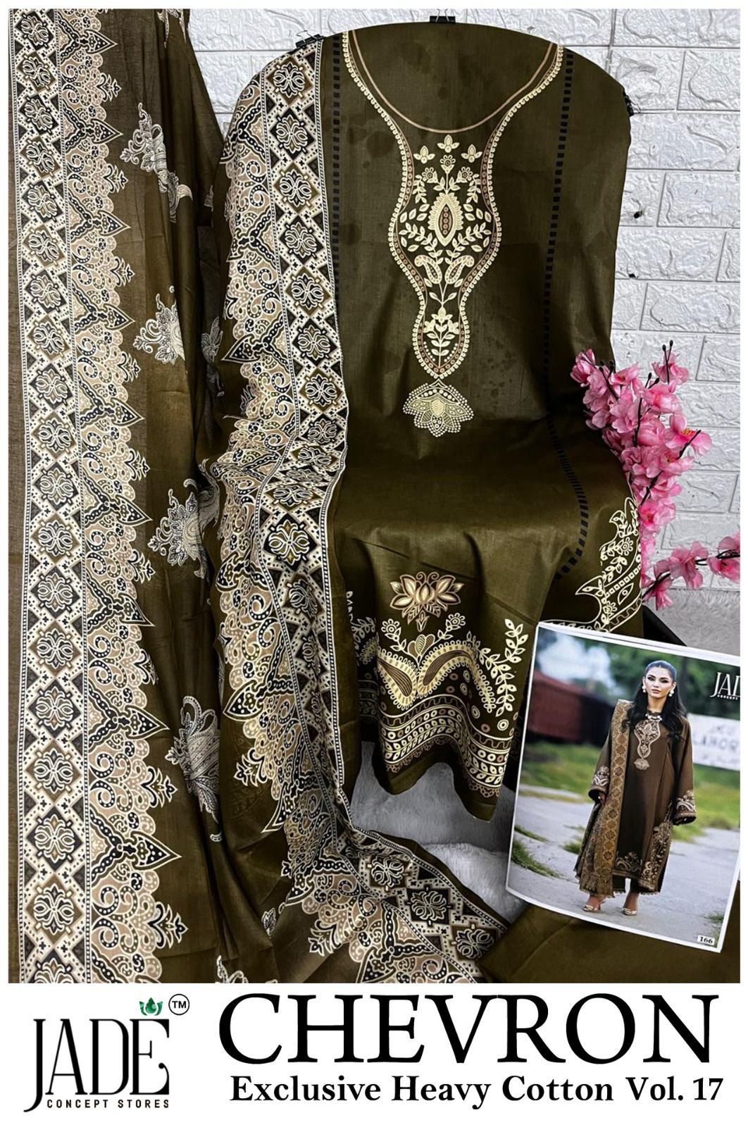 Chevron Vol 17 Jade Mix Cotton Open Pictures Karachi Salwar Suits Wholesale Rate