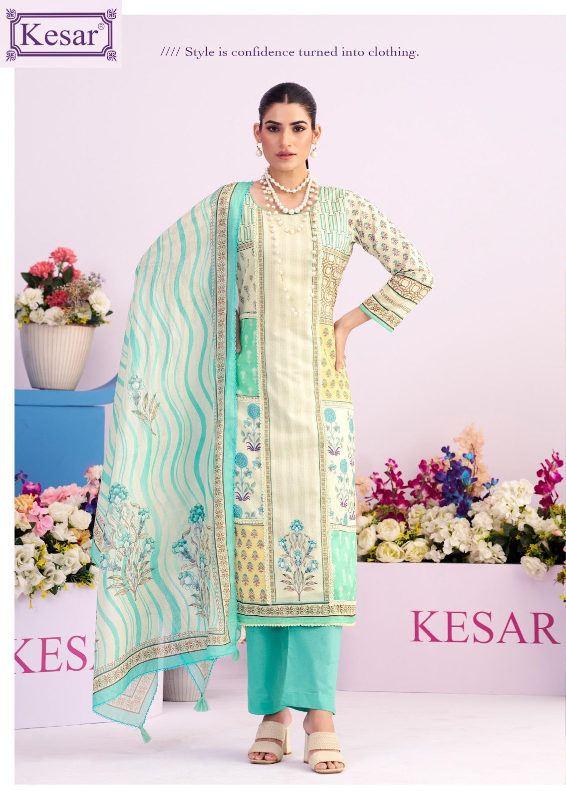 White Cloud Kesar Lawn Cotton Karachi Salwar Suits Manufacturer Ahmedabad