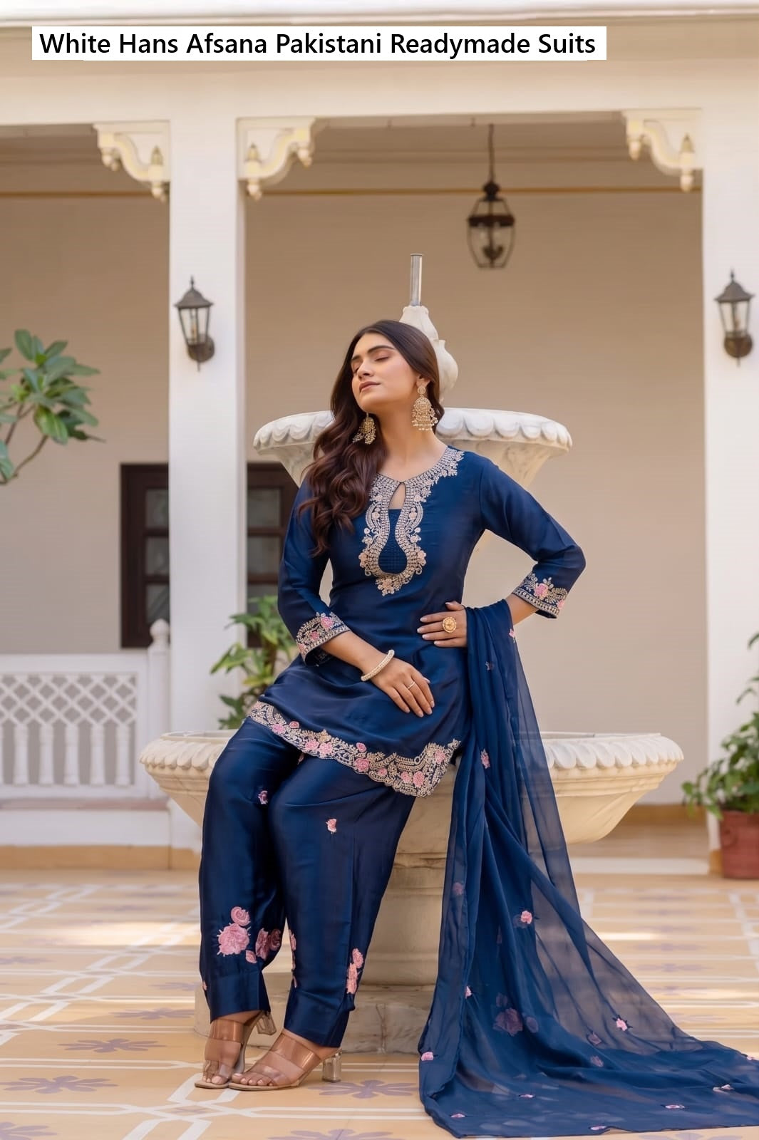 White Hans Afsana Cotton Pakistani Readymade Suits Wholesale Rate
